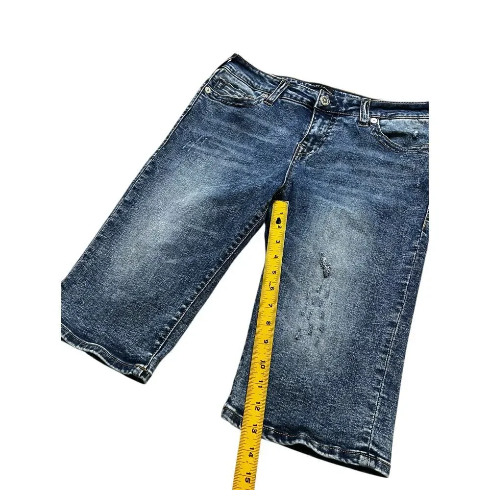 True Religion Riley Knee Length Denim Jean Shorts unisex Size 31 Y2K Boho casual